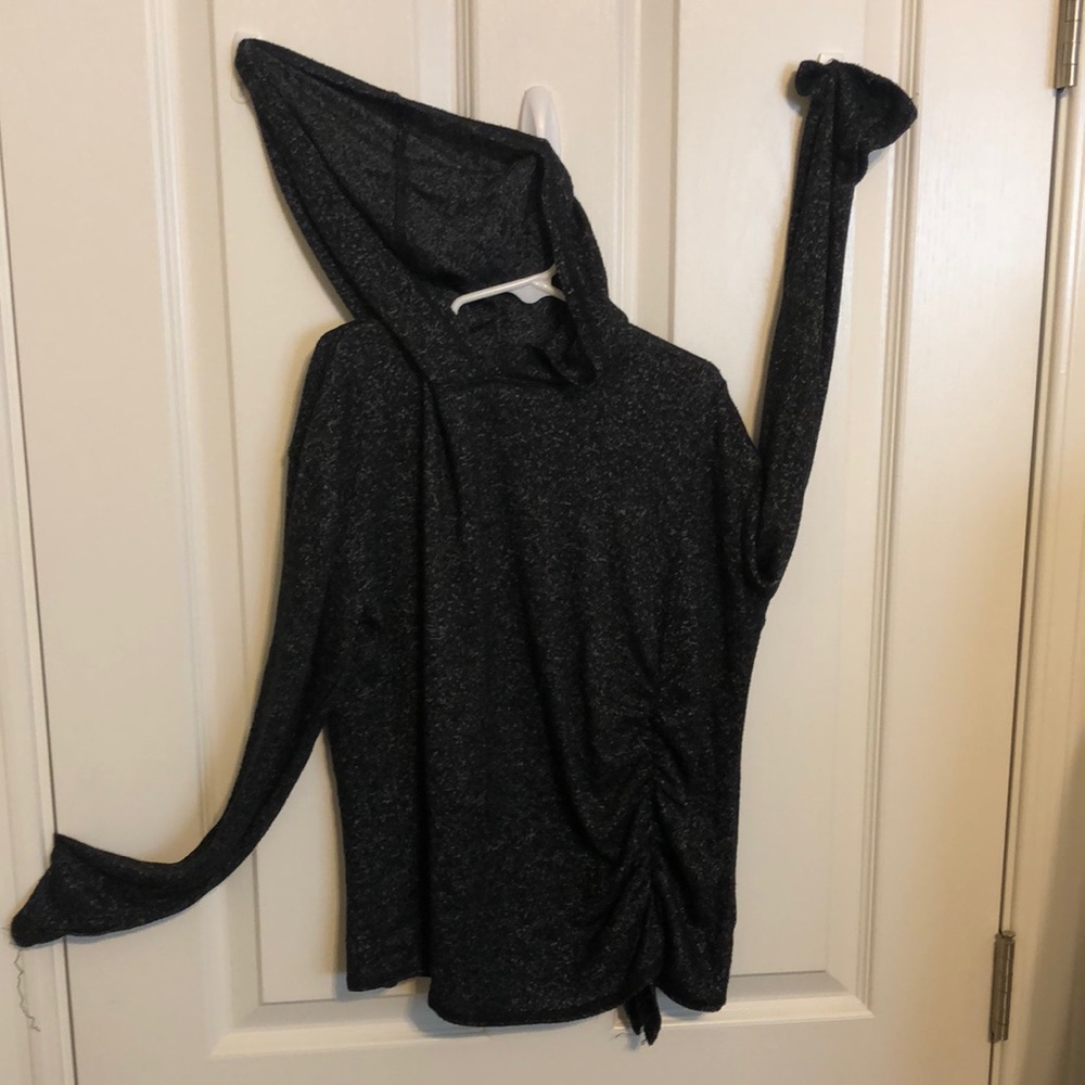 Chic black heather hoodie.